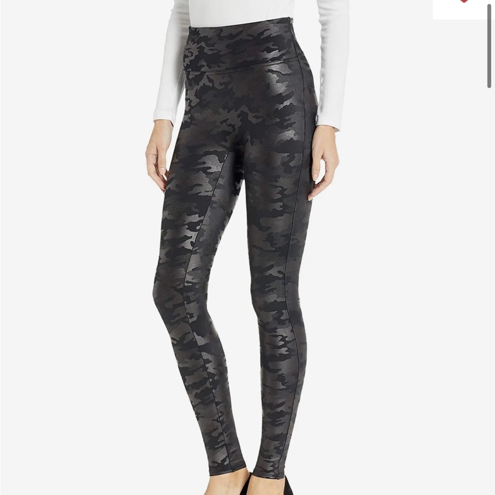 Spanx faux leather camo leggings XL petite